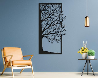 Metal Tree Wall Art – Modern Wall Hanging Decor for Living Room Kitchen Office
