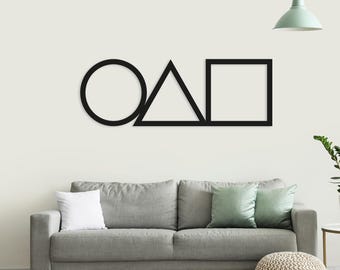 Minimalist Geometric Metal Wall Art: Circle, Square, Triangle - Modern Steel Decor