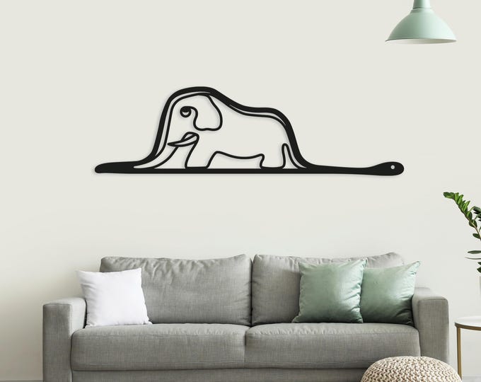 Little Prince Wall Art: Snake-Elephant Metal Hanging Decor