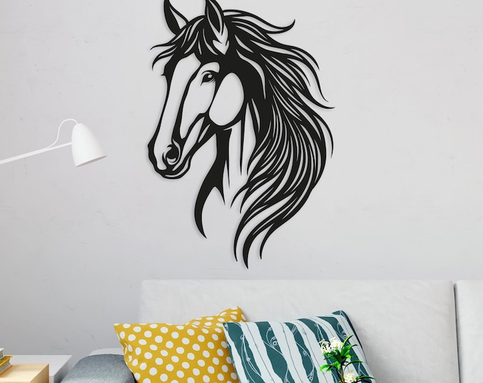 Steel Horse Head Wall Art: Modern Rustic Home Decor