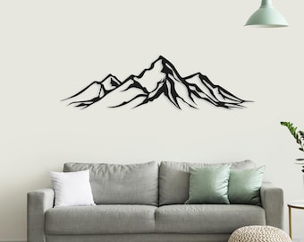 Modern Metal Mountain Wall Art: Laser-Cut Steel Landscape Decor
