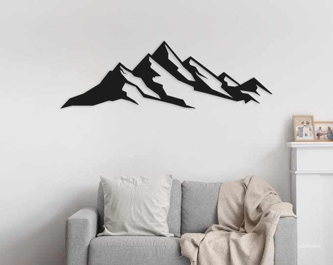 Metal Mountain Wall Art – Modern Steel Wall Decor for Living Room, Bedroom or Office