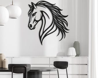 Steel Horse Head Silhouette Wall Art: Modern Rustic Decor