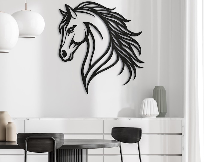 Steel Horse Head Silhouette Wall Art: Modern Rustic Decor