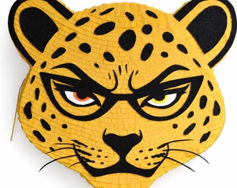 Piñata de leopardo feroz / Decoración de fiesta de la jungla hecha a mano