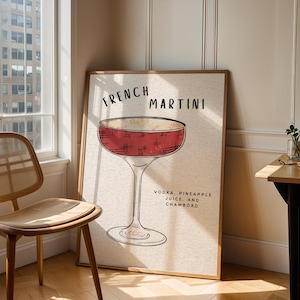 Trendy French Martini Cocktail Poster - Stilvolles Wohndekor in den Größen A1, A2, A3