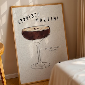 Espresso Martini Cocktail Poster - Stilvolles Wohndekor für Küche, Wohnzimmer oder Bar - matter Druck