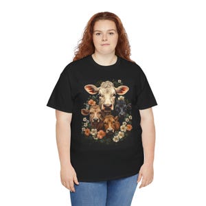 Floral Cow Tee, Nature Lover Gift, Farm Animal Shirt, Pastoral Aesthetic, Animal Rights Awareness Apparel