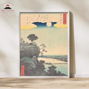 Japanese Woodblock Print – Autumn Moon at Ishiyama Temple by Hiroshige – Ukiyo-e Landscape Art