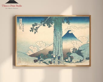 Hokusai Mount Fuji Print: Mishima Pass Ukiyo-e Landscape Art, Woodblock, Vintage Japan Decor