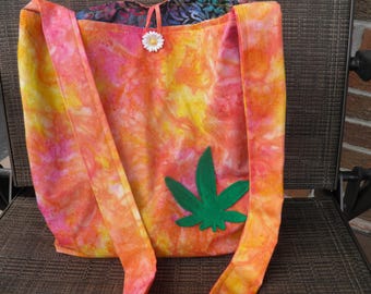 Cannabis and batik fabric handbag