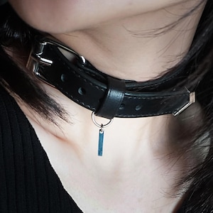REVERIEE Sylus Leather Choker – Handmade Genuine Collar, Minimalist Black Custom Design, Adjustable Jewelry, Personalized Engraving