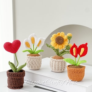 Vaso di fiori all&#39;uncinetto, regalo personalizzato di rose all&#39;uncinetto per insegnante, decorazione per la casa, decorazione per la scrivania, rose in vaso, regali per la festa della mamma
