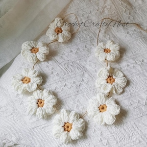 Handmade Crochet Daisy Garland – Boho Flower Bunting Wall Hanging Daisy Bedroom Decor, Daisy Garland,