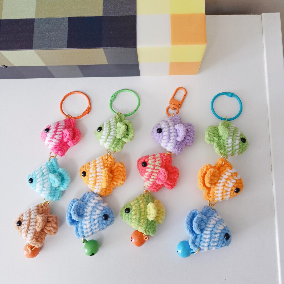 Crochet Fish Keychain | 3 Fish in a Row | Cute & Colorful Ocean-themed ...
