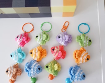 Crochet Fish Keychain | 3 Fish in a Row | Cute & Colorful Ocean-Themed Gift  Special Gift little pocket sea animals