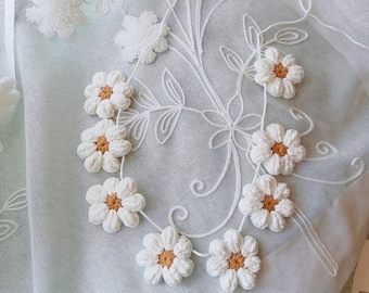Gehäkelte Gänseblümchen-Girlande - Boho Blumengirlande, Wandbehang Gänseblümchen-Girlande, Wandbehang Gänseblümchen-Girlande, Kinderzimmerdeko