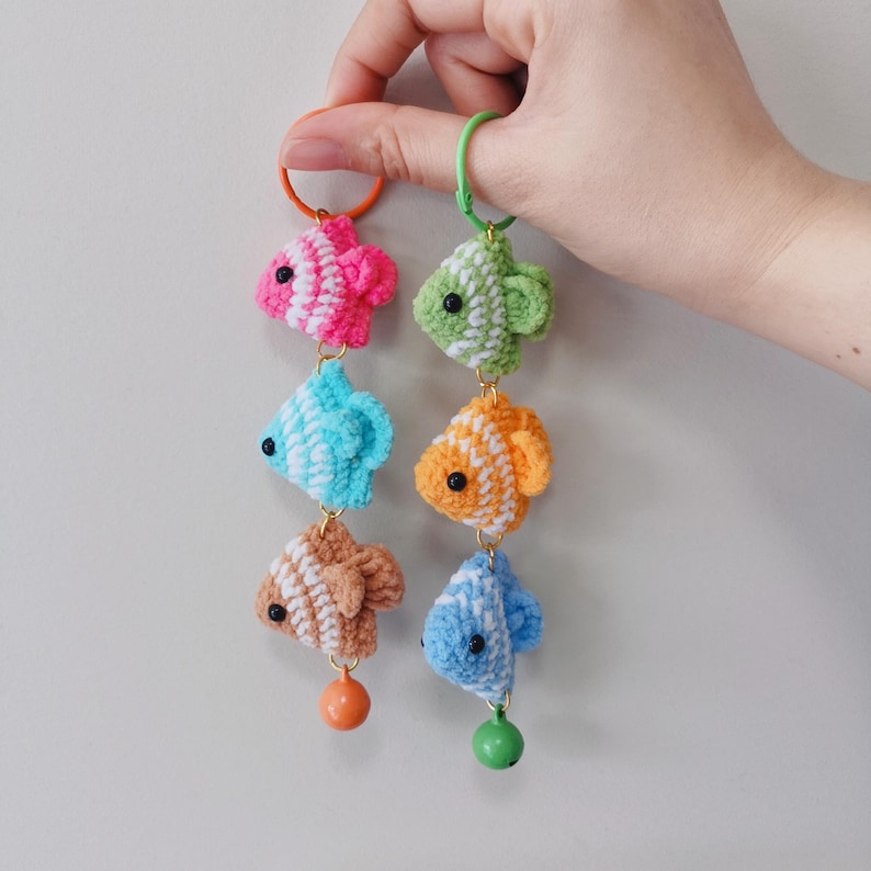 Crochet Fish Keychain | 3 Fish in a Row | Cute & Colorful Ocean-themed ...