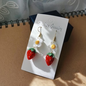 Crochet Earrings, lemon Earrings, Crochet lily Earrings, gift for her Crochet Flower Fruit Earrings  Christmas gifts， Mother&#39;s Day Gift