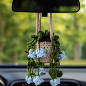 Crochet Car Plant Hanging Crochet Lily of the Valley Flower Hanger  car accessories  cute car decorations  home decoration Mother's Day Gift