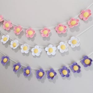 Crochet Daisy Garland – Boho Flower Bunting Wall Hanging Daisy Bedroom Decor, Daisy Garland,Children's room decoration, birthday decoration