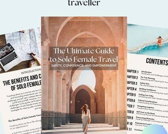 Solo Female Travel Guide PDF CANVA , Safety Tips and Packing List for First Solo Trip, Printable Travel Planner Ebook, Instant Download Gift