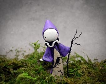 The Crows' Wizard - a hand-sculpted Poppet