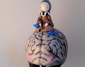 Walkabout - Brain and Poppet sculpture by Lisa Snellings