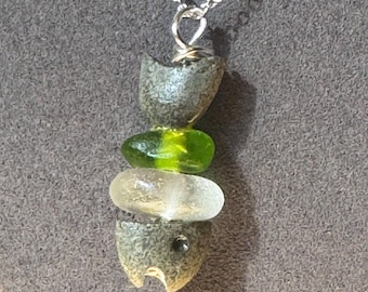 SEAGLASS AND BEACHSTONE fish necklace.
