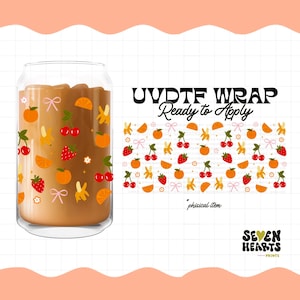 UVDTF Cup Wrap Transfer | Ready to Press | Permanent Waterproof Decal for 16oz Glass Can | Small Business Supplies | UV DTF Wrap