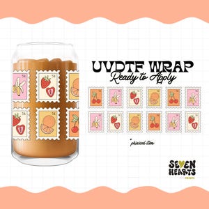 UVDTF Cup Wrap Transfer | Ready to Press | Permanent Waterproof Decal for 16oz Glass Can | Small Business Supplies | UV DTF Wrap