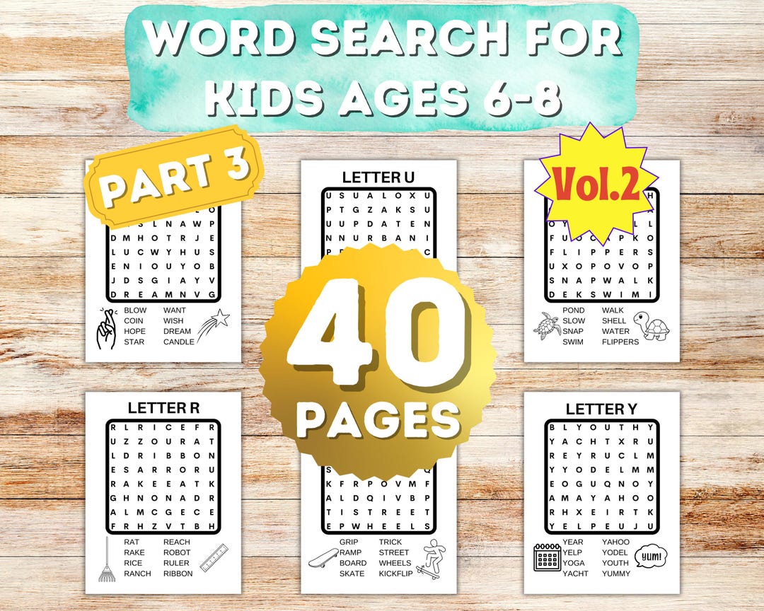 Word Search for Kids Ages 6-8, Vol 2 - Part 3: 40 Fun Puzzles | Digital