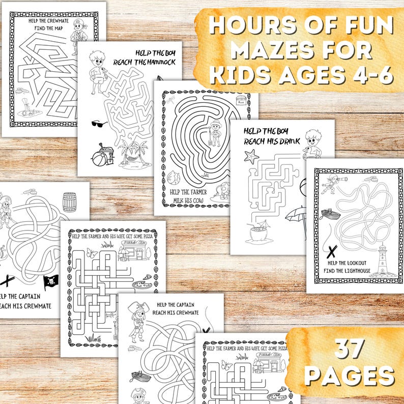 Mazes for Kids Ages 4-6 Part 1, 37 Engaging Maze Puzzles, Digital