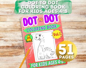 Dot to Dot Coloring Book for Kids, 51 Fun & Educational Puzzles, Digital Downloadable Activity Book for Learning, Creativity, Entertainment