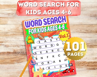 Word Search for Kids Ages 4-6: 100 Fun Puzzles | Digital Downloadable Activity Book for Early Learning, Vocabulary, and Brain Development