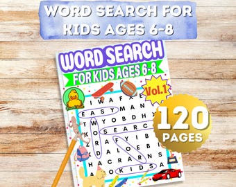 Word Search for Kids Ages 6-8: 120 Fun & Educational Puzzles, Digital Downloadable Activity Book for Vocabulary Building and Development