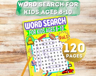 Word Search for Kids Ages 8-10, 120 Challenging Puzzles, Digital Downloadable Activity Book for Vocabulary Building & Brain Development