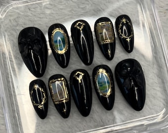 Victorian Art Press on Nail, Fidget Spinner Nail, Artsy Nails, Handmade Press ons