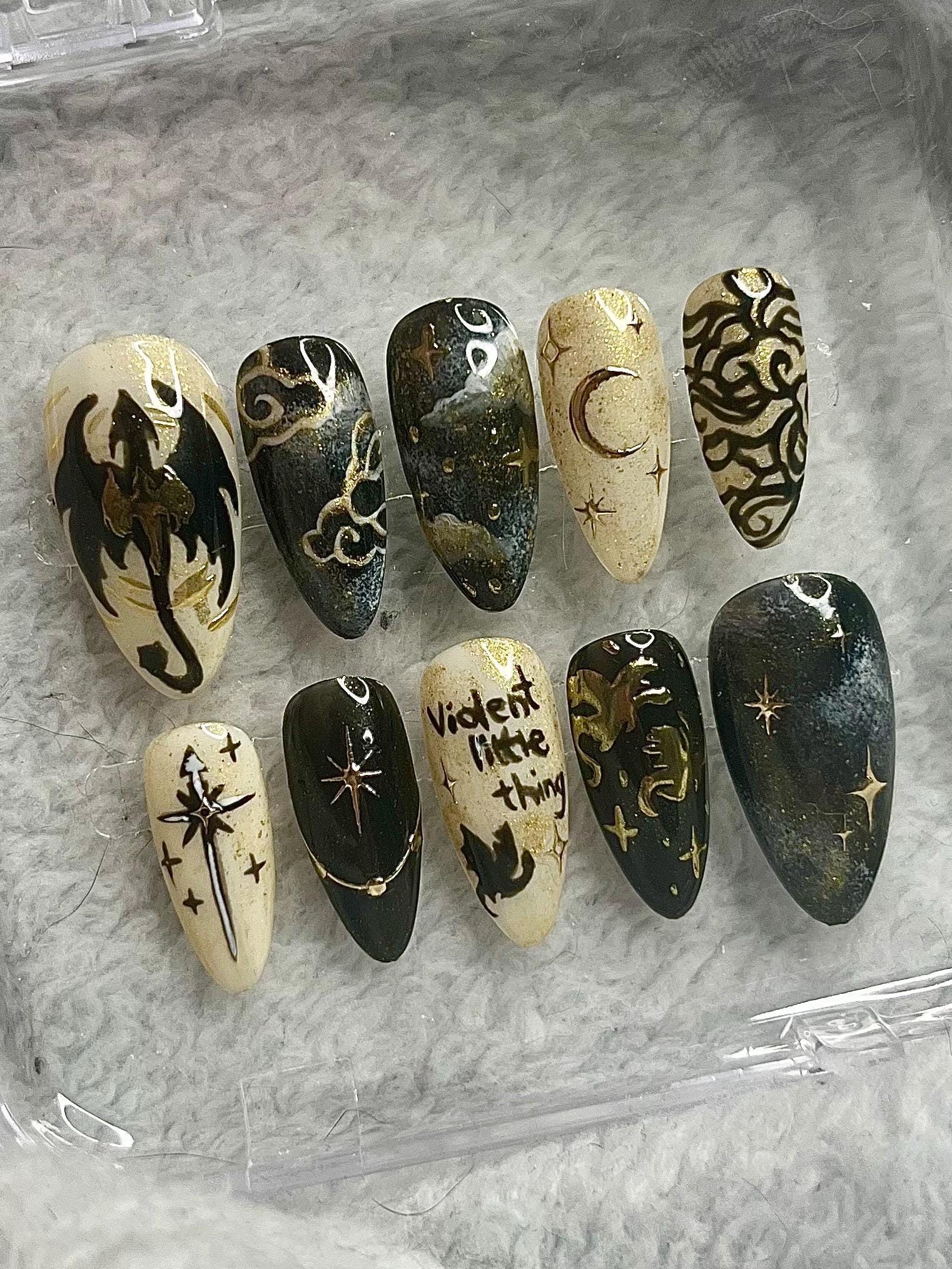 Fourth Wing Original Press on Nails, Dragon Press on Nails