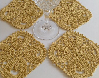 Yellow Tan Coaster/Set of Four Coasters