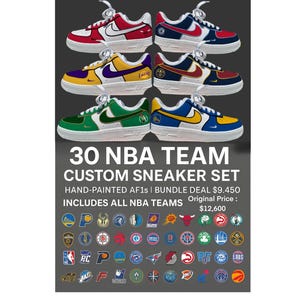 30 NBA Team Custom Air Force 1 Sneakers: Hand-Painted Full League Set