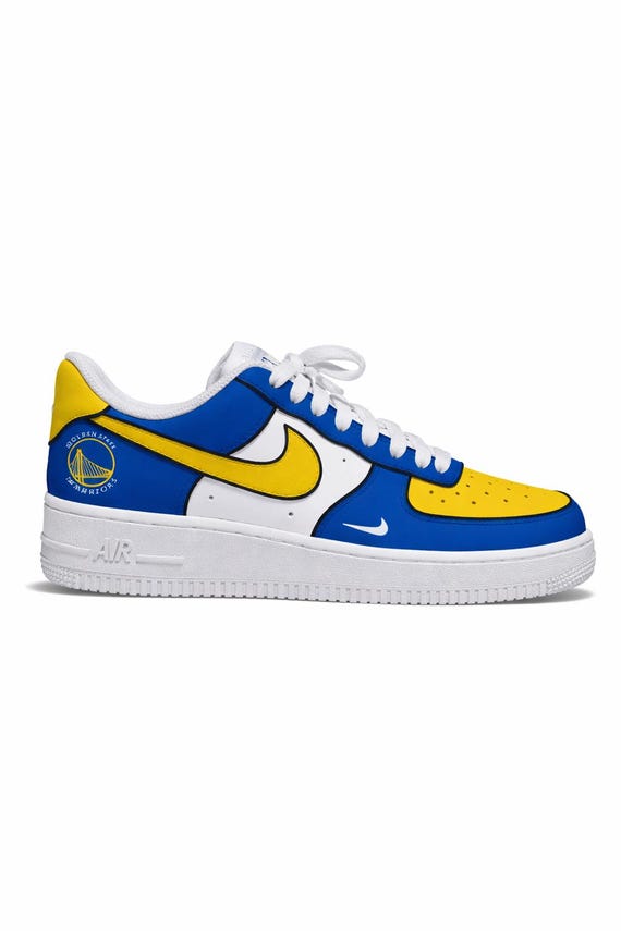 Custom Air Force 1 Blue Yellow Sneakers | Hand Painted  display picture 1