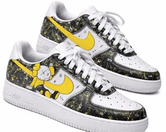 Kaws Customs Air Force 1 Black and Yellow