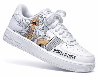 Benutzerdefinierte Air Force 1 Anime Wolken Turnschuhe | Handbemalte Manga-Stil Schuhe | Weiße Grafik AF1 | Streetwear Benutzerdefinierte Kicks
