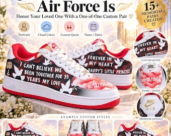 Gepersonaliseerde Air Force 1 herdenkingsschoenen, sneakers als eerbetoon aan een overledene, AF1 met foto, schoenen ter nagedachtenis, RIP-cadeau