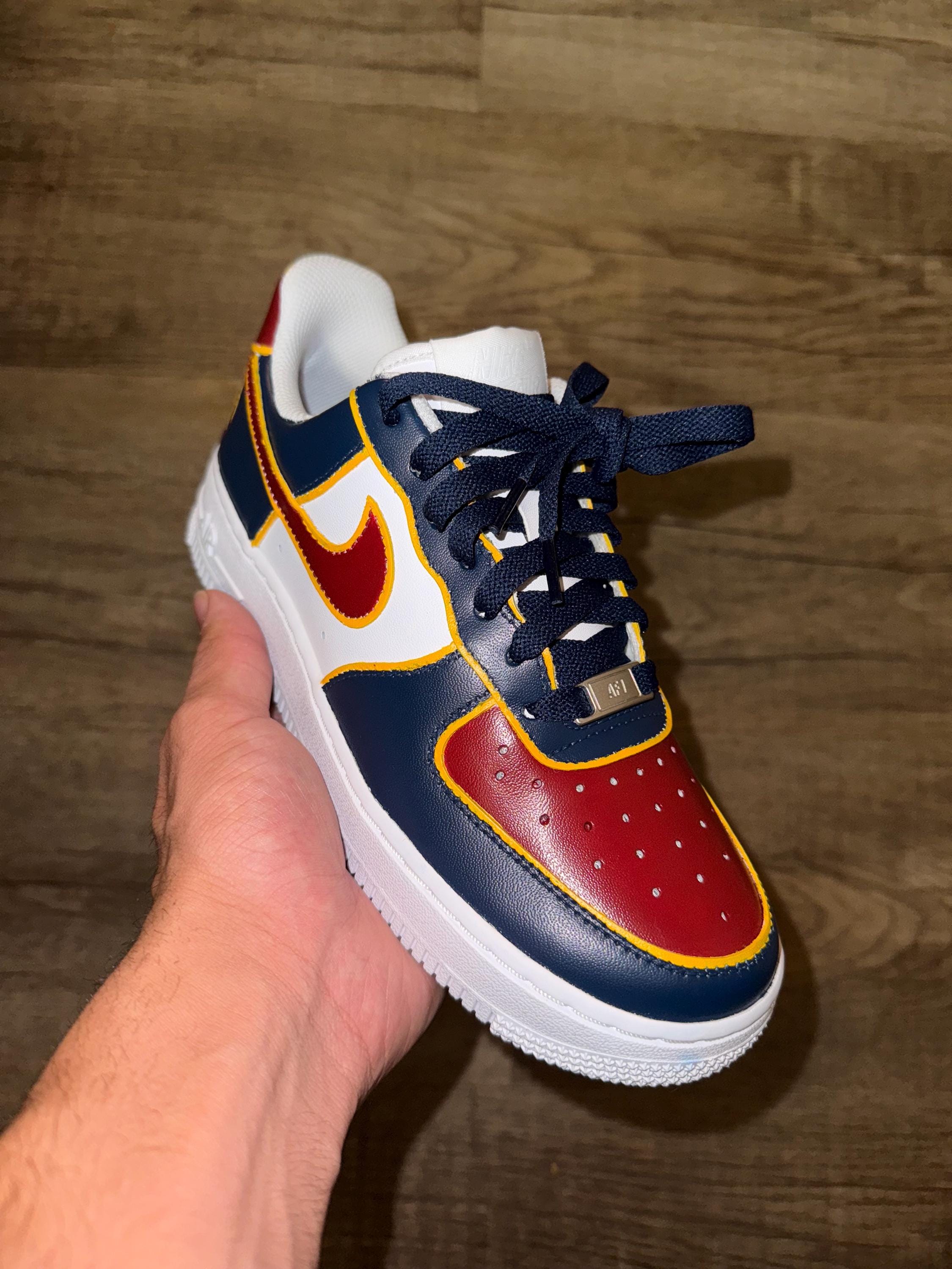 Navy Red Yellow Custom Air Force 1 | Basketball Inspired AF1 