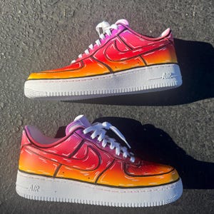 Custom Air Force 1 Sneakers: Sunset Gradient Cartoon Shoes