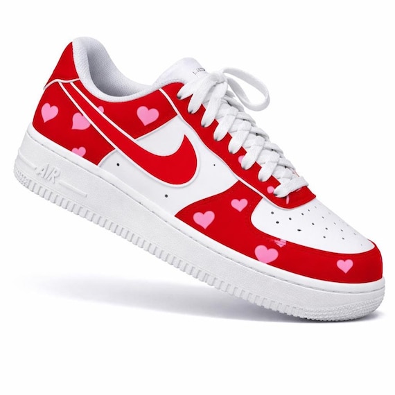 .*.様 Nike Air Force 1 Low Red Heart 26.5 Custom Air Force 1 Red Heart Sneakers | Hand Painted Love Shoes