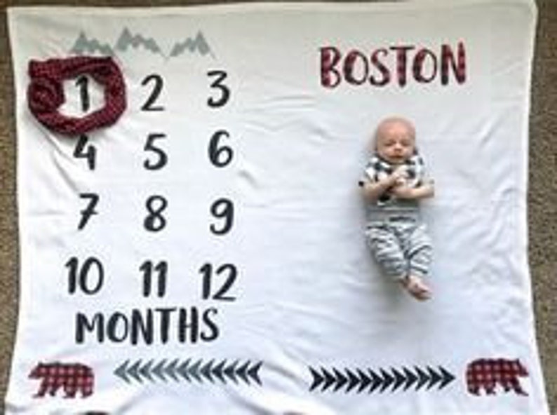 Baby Boy Monthly Milestone blanket Etsy