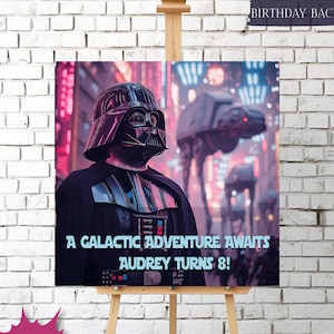 Star wars - Póster de cumpleaños personalizado, Star wars - Letrero de bienvenida para fiesta, Star wars - Fiesta temática.